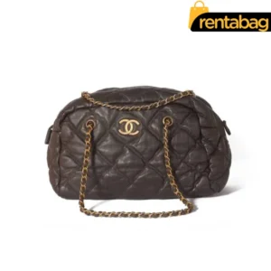 CHANEL Vintage Chain Boston Bag Dark Chocolate Elegance